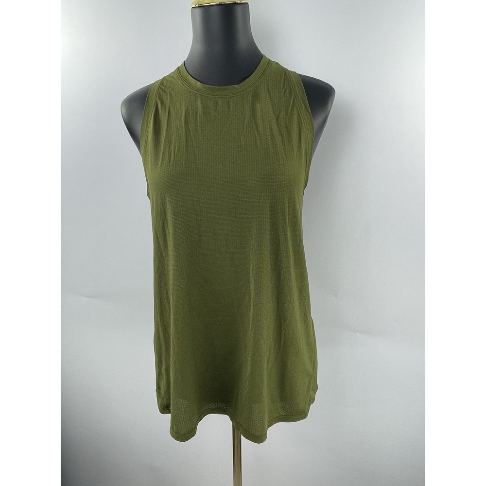 Lululemon Miles Ahead Sage Green Sheer Athletic Tank Top Size 6